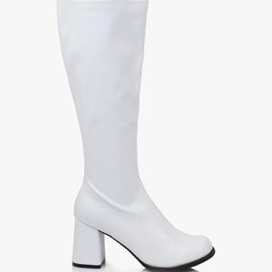 white patent leather gogo boots